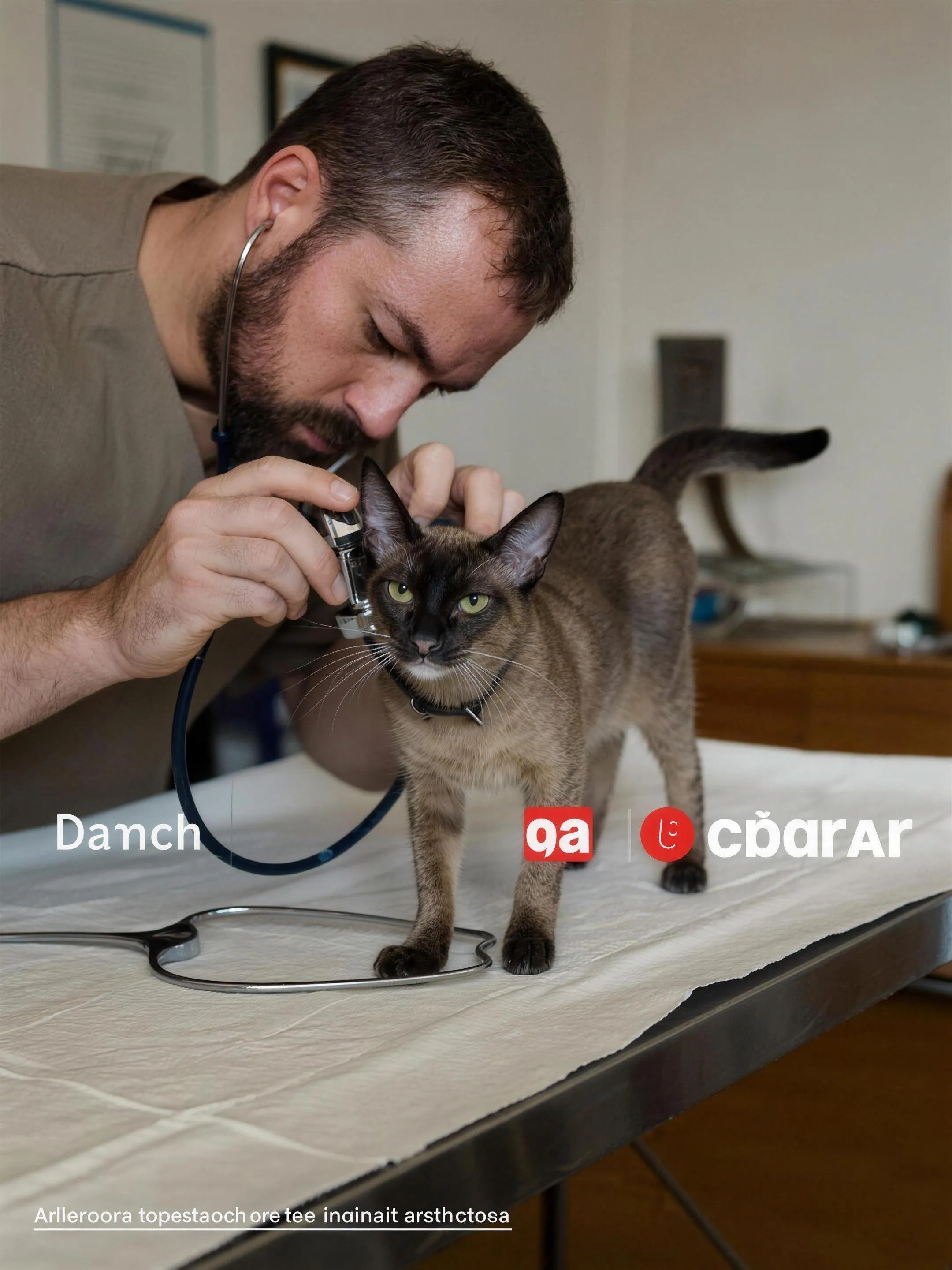 Close-up van een dierenarts die met een stethoscoop een kat onderzoekt op een behandeltafel in een Nederlandse praktijk. Documentaire sfeer, geen tekst of logo's in beeld.