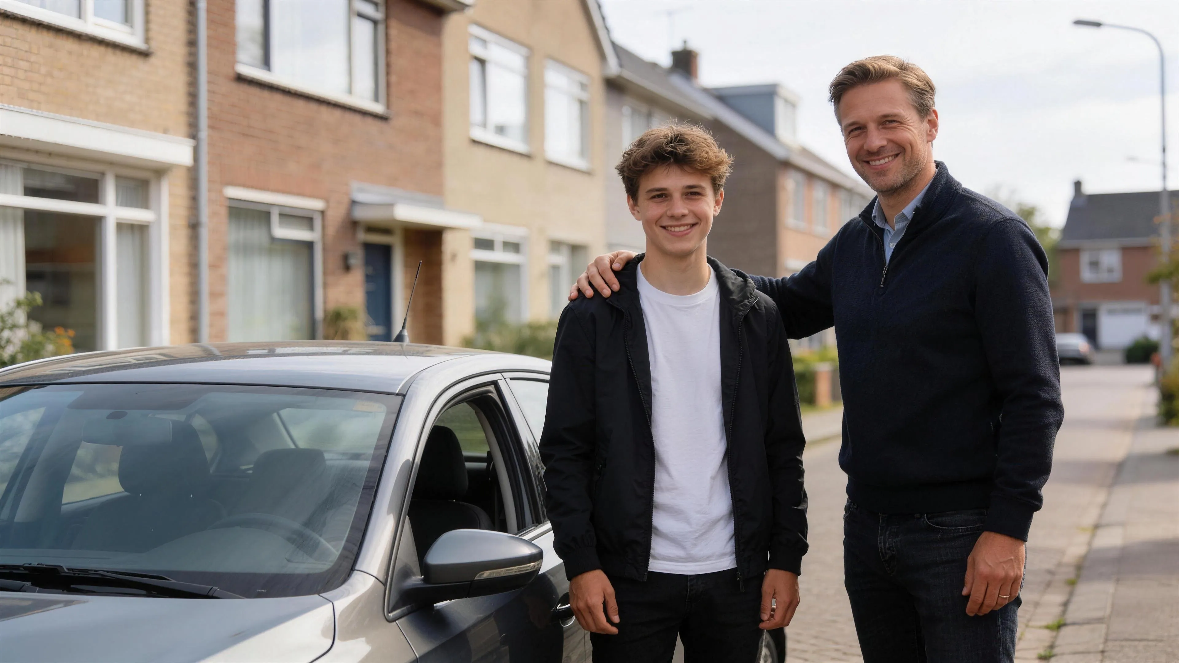 Rijinstructeur naast een leerling tijdens een rijles